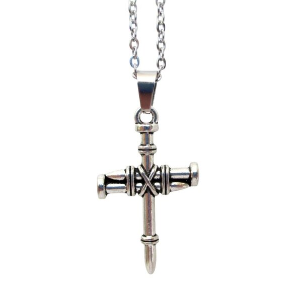 New Cross Pendant Necklace 18" Stainless Chain - Gothic Spiritul Unisex Jewelry - Picture 3 of 6